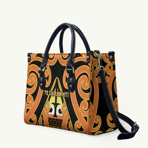 New Zealand Te Tairawhiti Leather Bag Maori Koru Pattern