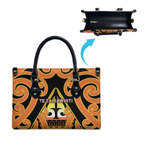 New Zealand Te Tairawhiti Leather Bag Maori Koru Pattern