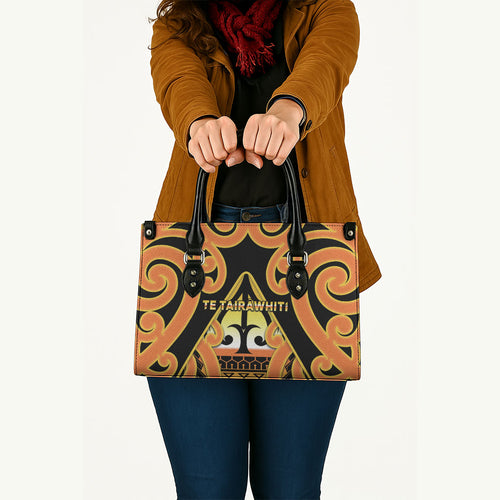 New Zealand Te Tairawhiti Leather Bag Maori Koru Pattern