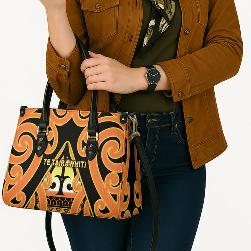 New Zealand Te Tairawhiti Leather Bag Maori Koru Pattern