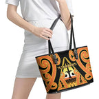 New Zealand Te Tairawhiti Leather Tote Bag Maori Koru Pattern