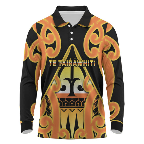 Personalised New Zealand Te Tairawhiti Long Sleeve Polo Shirt Maori Koru Pattern