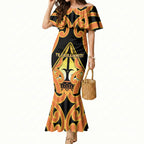 Personalised New Zealand Te Tairawhiti Mermaid Dress Maori Koru Pattern