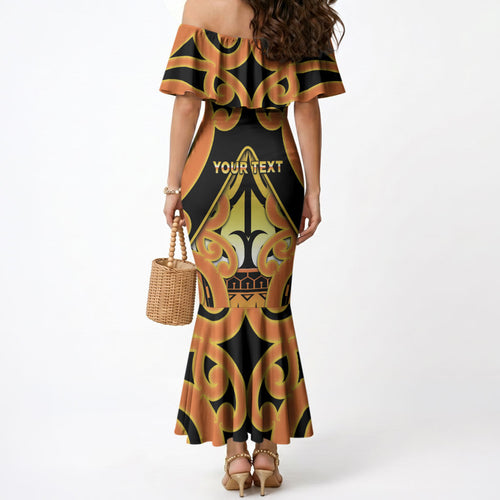 Personalised New Zealand Te Tairawhiti Mermaid Dress Maori Koru Pattern