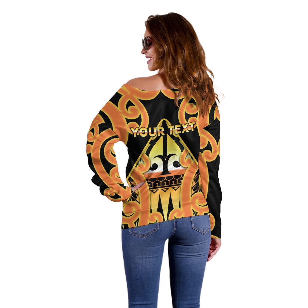 Personalised New Zealand Te Tairawhiti Off Shoulder Sweater Maori Koru Pattern