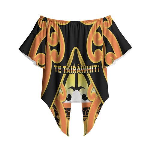 Personalised New Zealand Te Tairawhiti Off Shoulder Wrap Waist Top Maori Koru Pattern