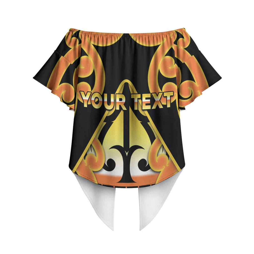 Personalised New Zealand Te Tairawhiti Off Shoulder Wrap Waist Top Maori Koru Pattern