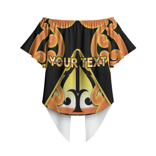 Personalised New Zealand Te Tairawhiti Off Shoulder Wrap Waist Top Maori Koru Pattern