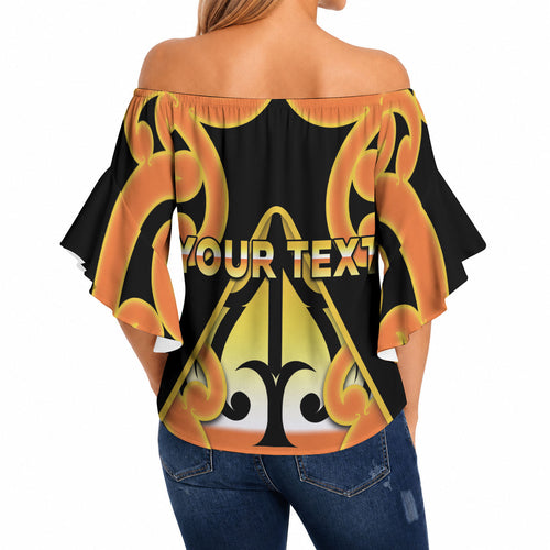 Personalised New Zealand Te Tairawhiti Off Shoulder Wrap Waist Top Maori Koru Pattern
