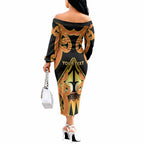 Personalised New Zealand Te Tairawhiti Off The Shoulder Long Sleeve Dress Maori Koru Pattern