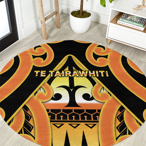 New Zealand Te Tairawhiti Round Carpet Maori Koru Pattern