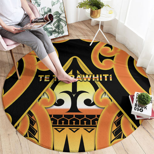 New Zealand Te Tairawhiti Round Carpet Maori Koru Pattern