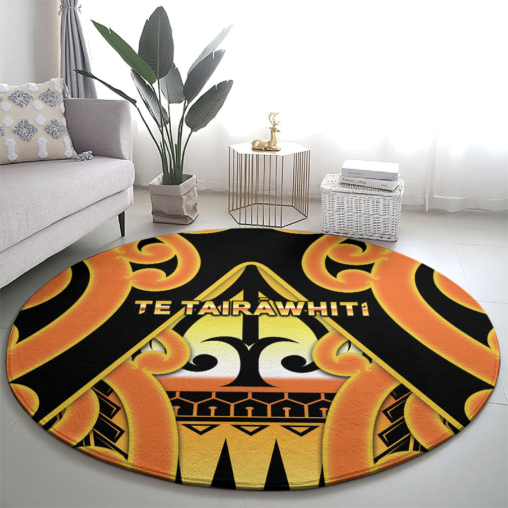 New Zealand Te Tairawhiti Round Carpet Maori Koru Pattern