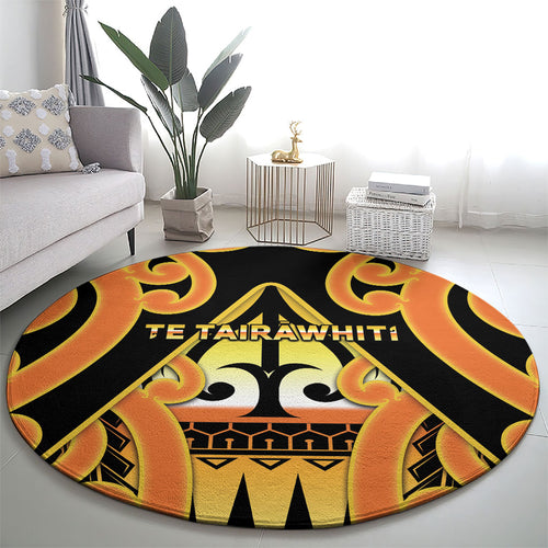 New Zealand Te Tairawhiti Round Carpet Maori Koru Pattern
