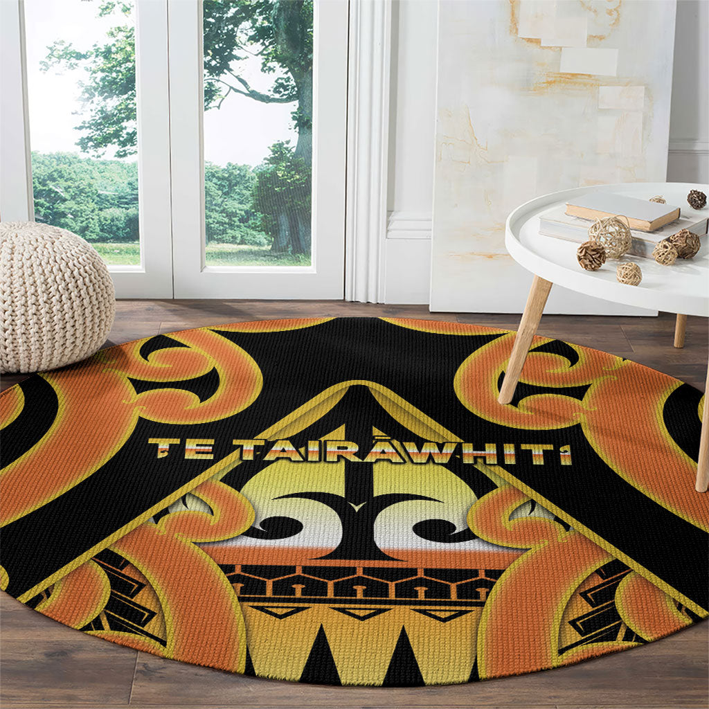New Zealand Te Tairawhiti Round Carpet Maori Koru Pattern