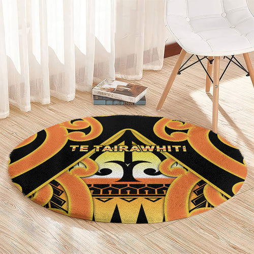 New Zealand Te Tairawhiti Round Carpet Maori Koru Pattern