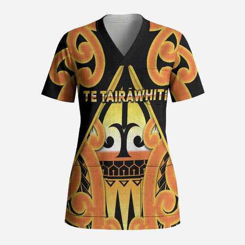 Personalised New Zealand Te Tairawhiti Scrub Top Maori Koru Pattern