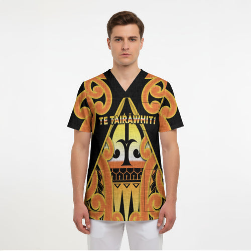 Personalised New Zealand Te Tairawhiti Scrub Top Maori Koru Pattern