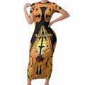 Personalised New Zealand Te Tairawhiti Short Sleeve Bodycon Dress Maori Koru Pattern