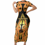 Personalised New Zealand Te Tairawhiti Short Sleeve Bodycon Dress Maori Koru Pattern