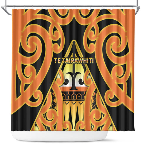 New Zealand Te Tairawhiti Shower Curtain Maori Koru Pattern