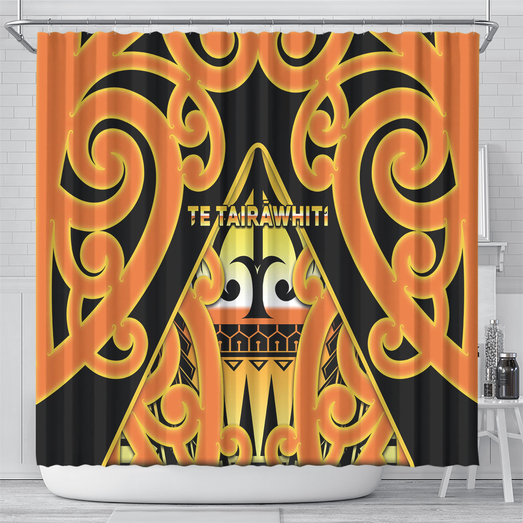 New Zealand Te Tairawhiti Shower Curtain Maori Koru Pattern