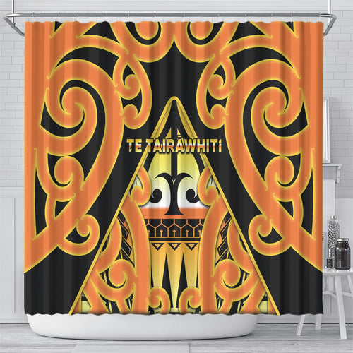 New Zealand Te Tairawhiti Shower Curtain Maori Koru Pattern