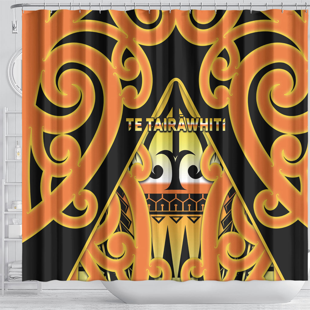 New Zealand Te Tairawhiti Shower Curtain Maori Koru Pattern