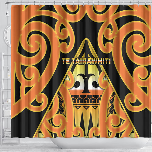 New Zealand Te Tairawhiti Shower Curtain Maori Koru Pattern