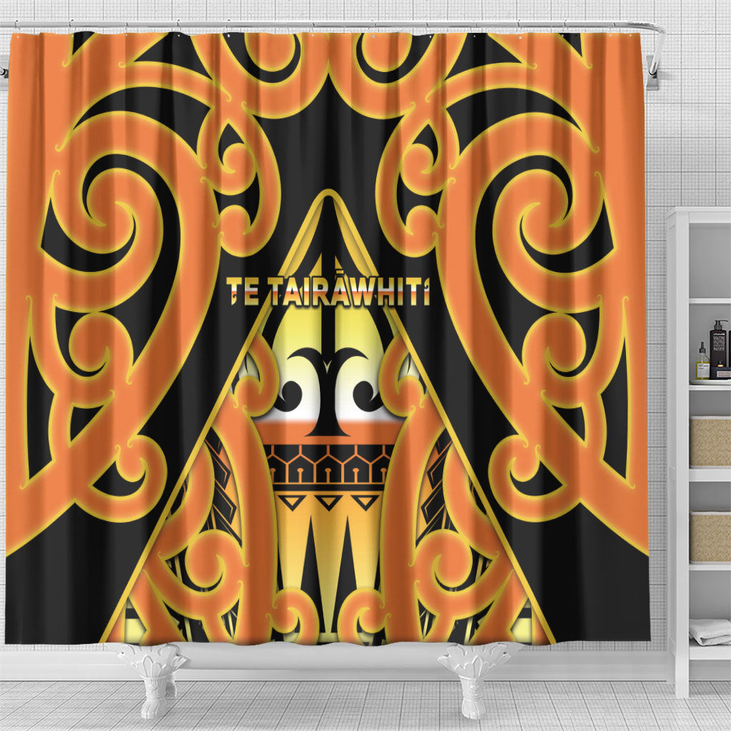New Zealand Te Tairawhiti Shower Curtain Maori Koru Pattern