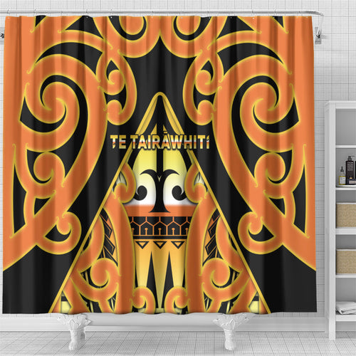 New Zealand Te Tairawhiti Shower Curtain Maori Koru Pattern