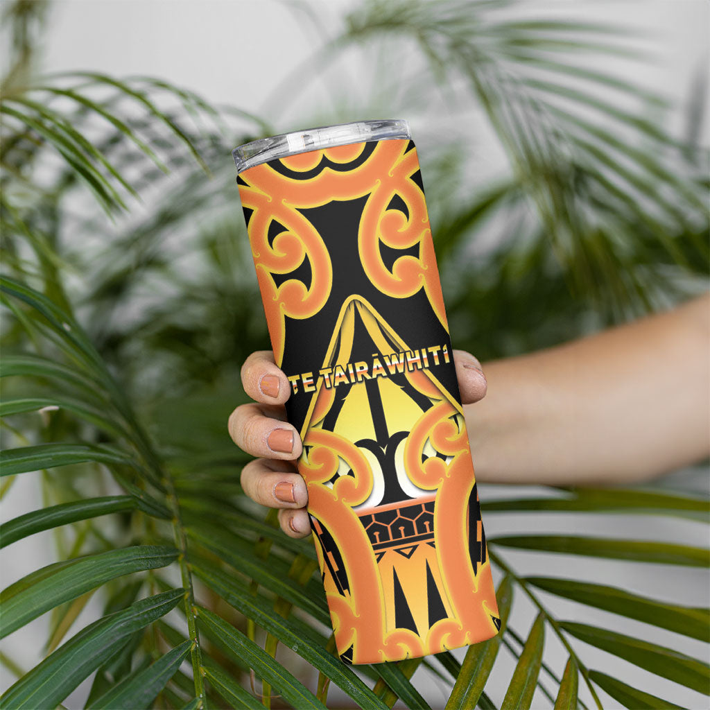 Personalised New Zealand Te Tairawhiti Skinny Tumbler Maori Koru Pattern