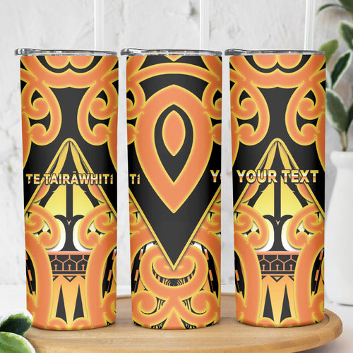 Personalised New Zealand Te Tairawhiti Skinny Tumbler Maori Koru Pattern