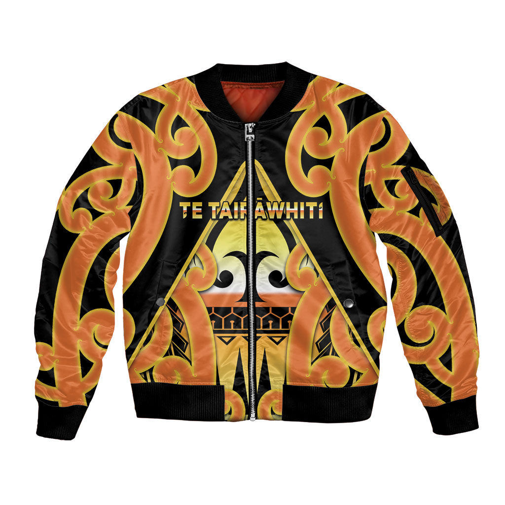 Personalised New Zealand Te Tairawhiti Sleeve Zip Bomber Jacket Maori Koru Pattern