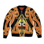 Personalised New Zealand Te Tairawhiti Sleeve Zip Bomber Jacket Maori Koru Pattern