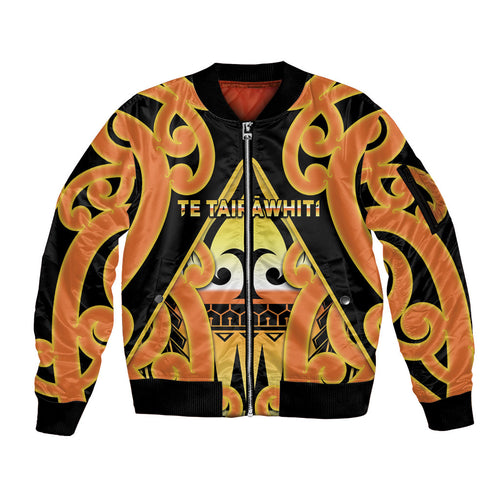 Personalised New Zealand Te Tairawhiti Sleeve Zip Bomber Jacket Maori Koru Pattern
