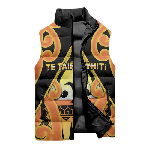 Personalised New Zealand Te Tairawhiti Sleeveless Puffer Jacket Maori Koru Pattern