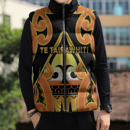 Personalised New Zealand Te Tairawhiti Sleeveless Puffer Jacket Maori Koru Pattern