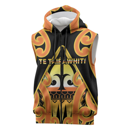 Personalised New Zealand Te Tairawhiti Sleeveless Zip Hoodie Maori Koru Pattern