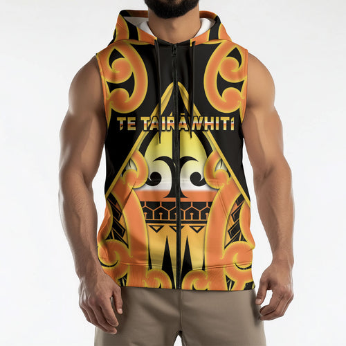 Personalised New Zealand Te Tairawhiti Sleeveless Zip Hoodie Maori Koru Pattern