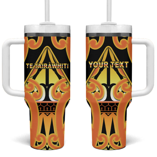 Personalised New Zealand Te Tairawhiti Tumbler With Handle Maori Koru Pattern