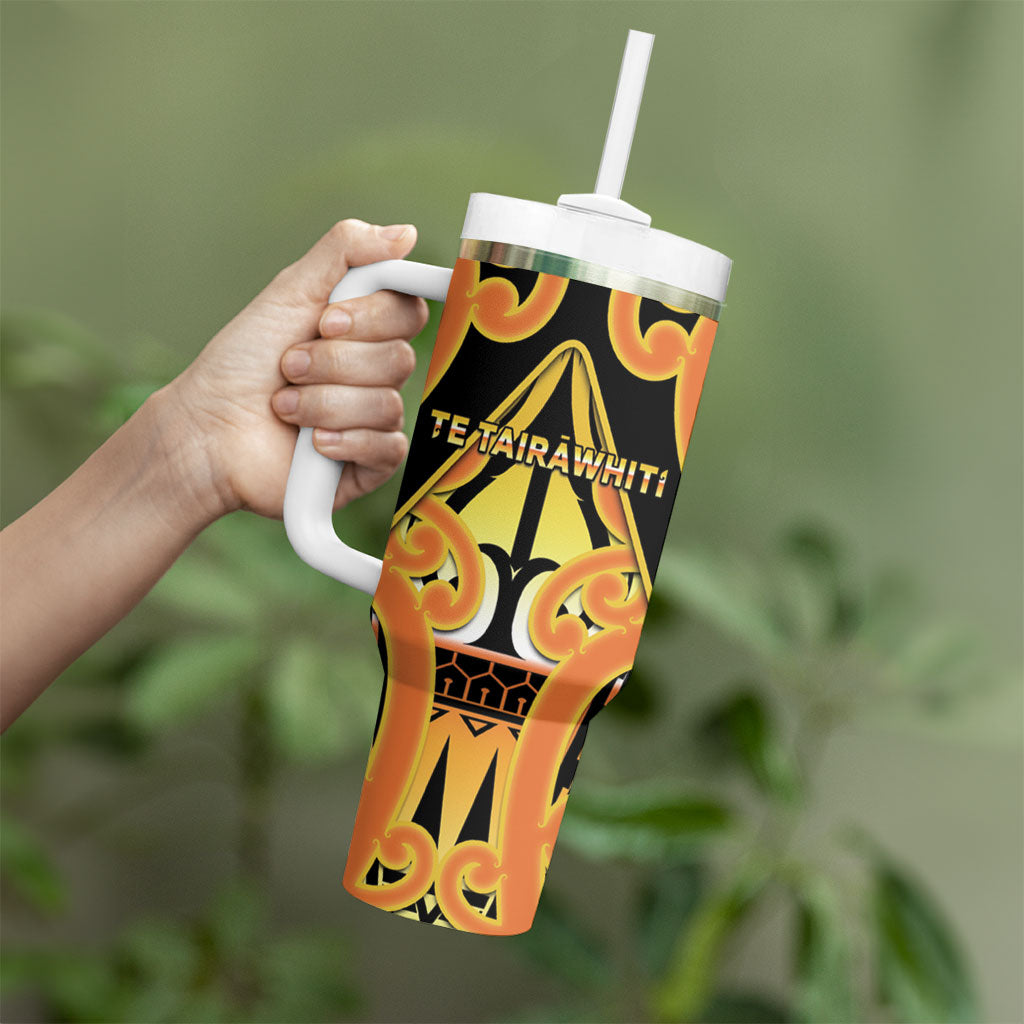 Personalised New Zealand Te Tairawhiti Tumbler With Handle Maori Koru Pattern