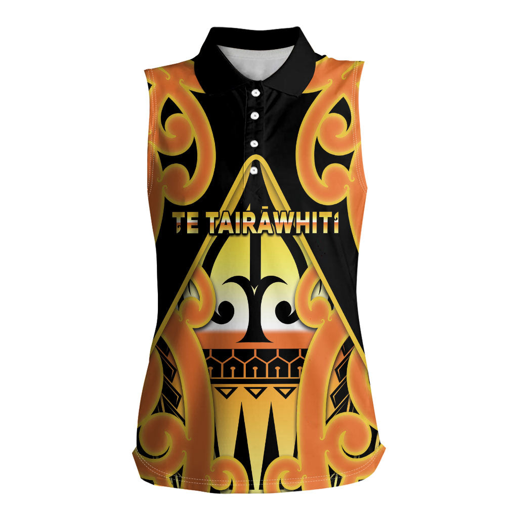 Personalised New Zealand Te Tairawhiti Women Sleeveless Polo Shirt Maori Koru Pattern