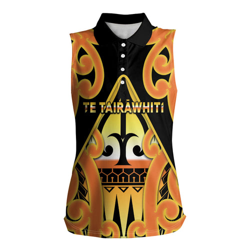Personalised New Zealand Te Tairawhiti Women Sleeveless Polo Shirt Maori Koru Pattern