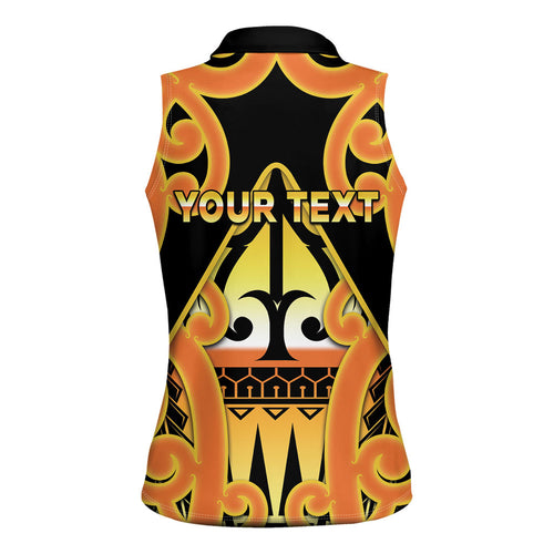 Personalised New Zealand Te Tairawhiti Women Sleeveless Polo Shirt Maori Koru Pattern