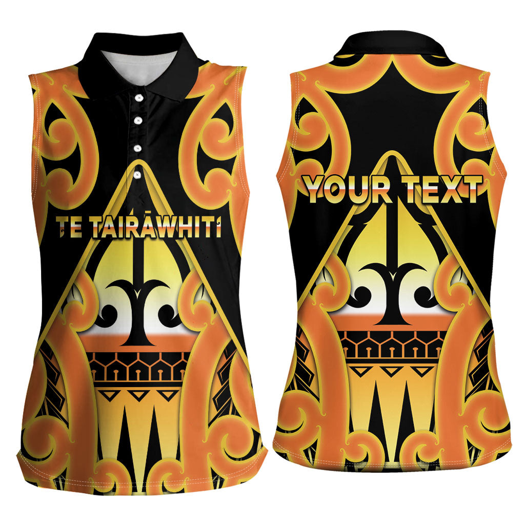 Personalised New Zealand Te Tairawhiti Women Sleeveless Polo Shirt Maori Koru Pattern