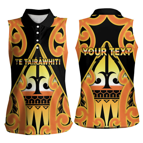 Personalised New Zealand Te Tairawhiti Women Sleeveless Polo Shirt Maori Koru Pattern