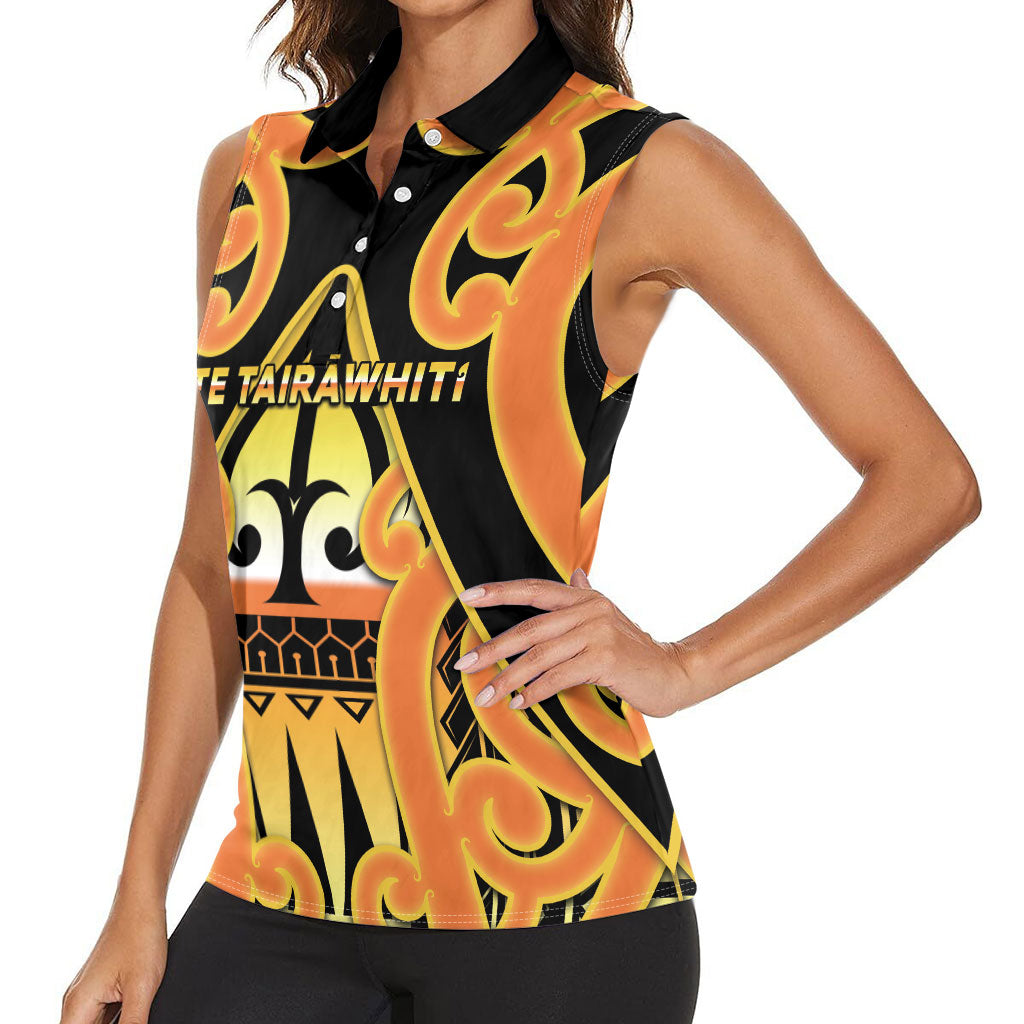 Personalised New Zealand Te Tairawhiti Women Sleeveless Polo Shirt Maori Koru Pattern