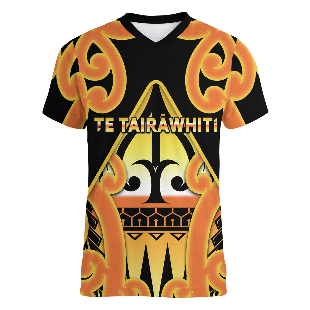 Personalised New Zealand Te Tairawhiti Women V-Neck T-Shirt Maori Koru Pattern