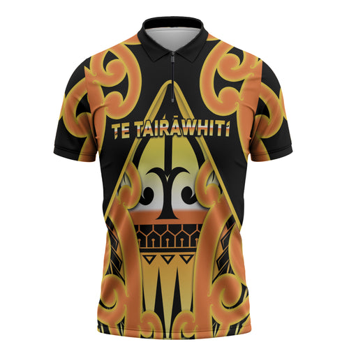 Personalised New Zealand Te Tairawhiti Zipper Polo Shirt Maori Koru Pattern